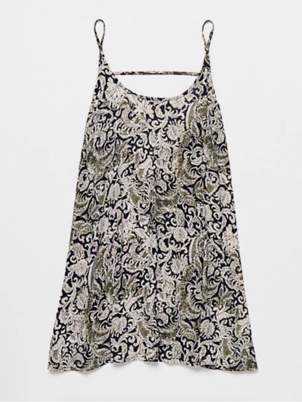 Free‎ People Spring it on Paisley Print Slip Dress in Black and Cream